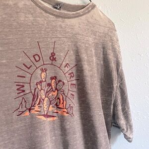 Wild and Free acid wash distressed t-shirt